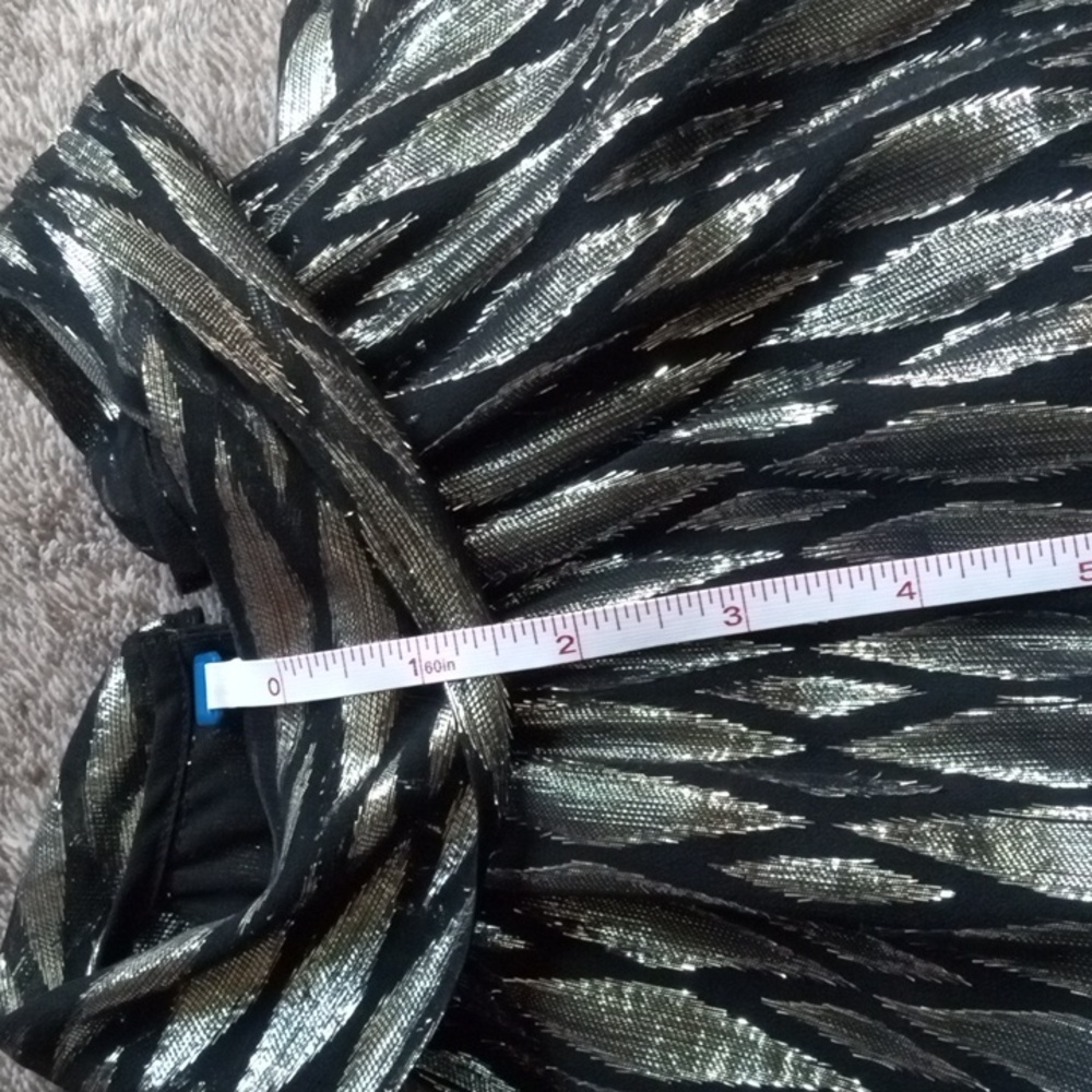 Halston Heritage silver and black metallic scarf neck dress - Picture 7 of 12